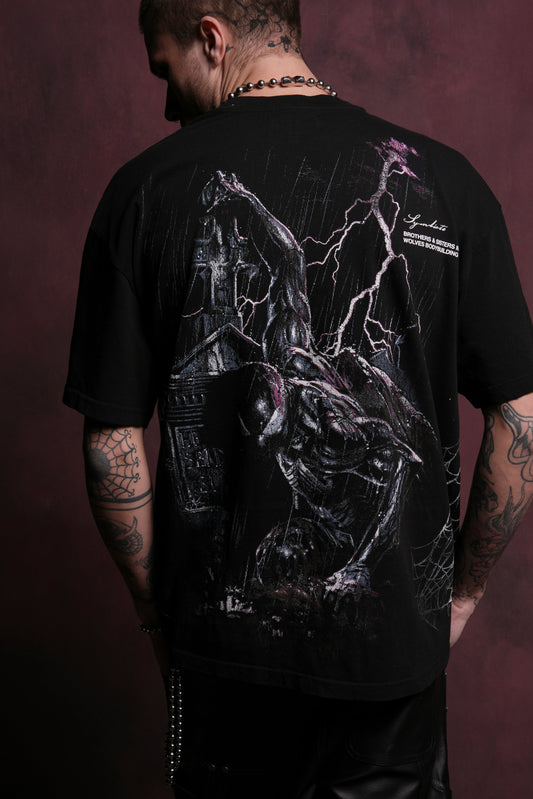 Spider-Man Tomb "Side By Side" Series Oversized Tee in Black