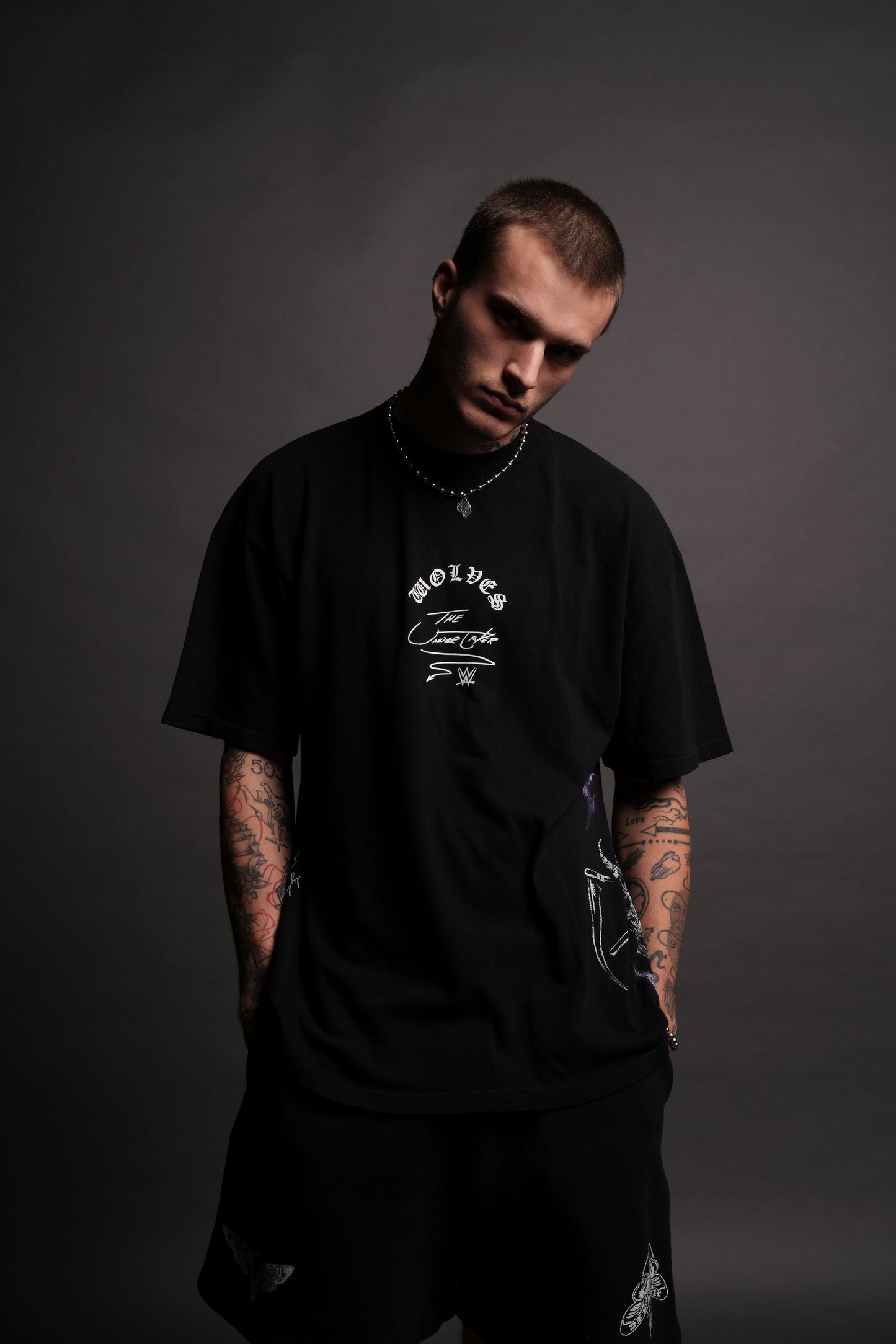 WWE Snake Eyes "Side By Side" Series Oversized Tee in Black