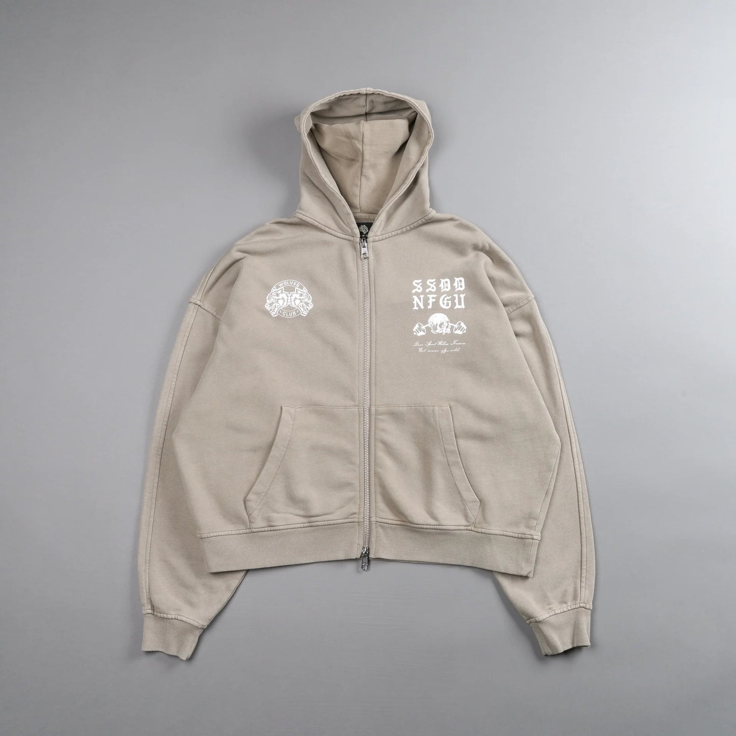 Brothers And Sisters Forever Darco Double Zip Hoodie in Taupe