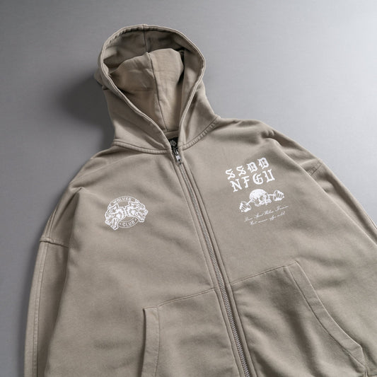 Brothers And Sisters Forever Darco Double Zip Hoodie in Taupe