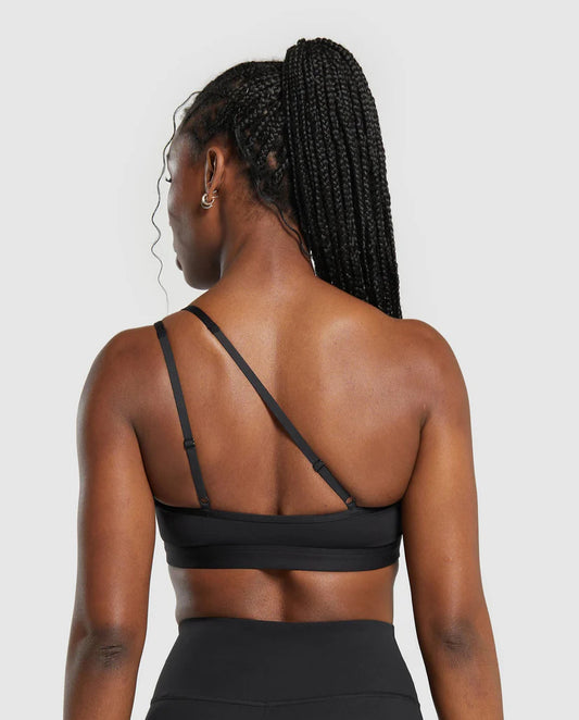One Shoulder Sports Bra (Negro)