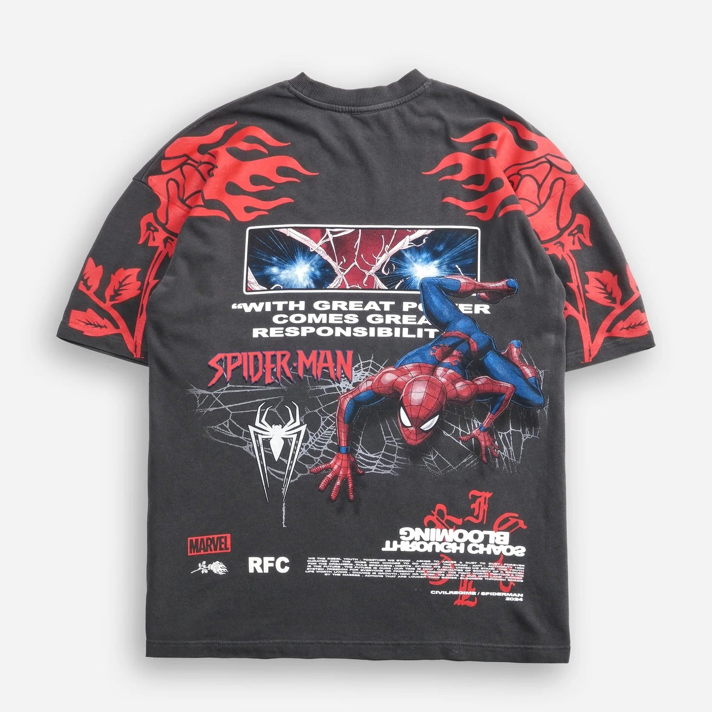 Spider-Man Blooming Through Chaos Oversized Tee - CivilRegime