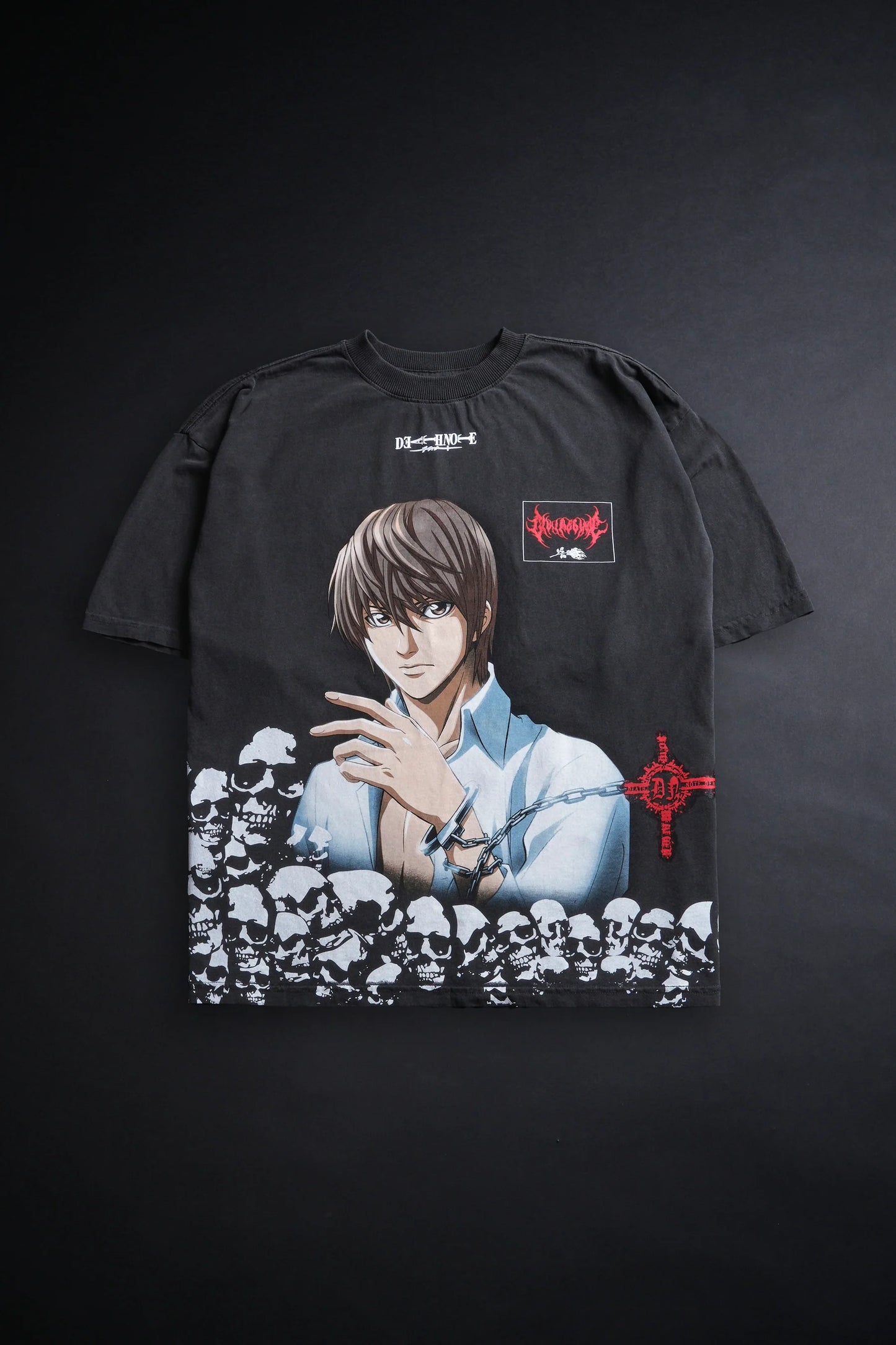 Death Note Light "Side By Side" 199X Oversized Tee in Vintage Ashes