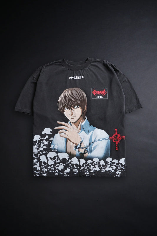 Death Note Light "Side By Side" 199X Oversized Tee in Vintage Ashes