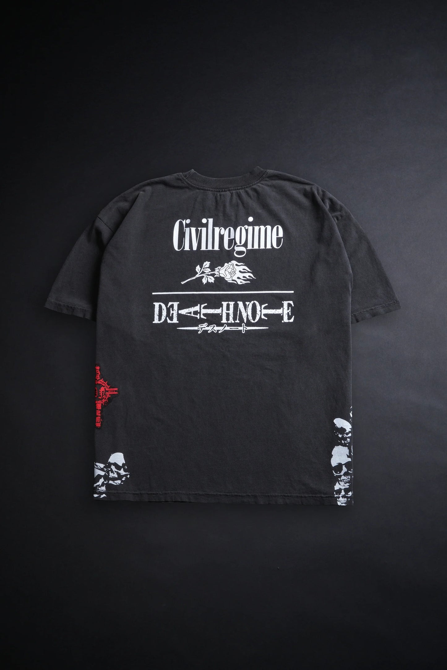 Death Note Light "Side By Side" 199X Oversized Tee in Vintage Ashes