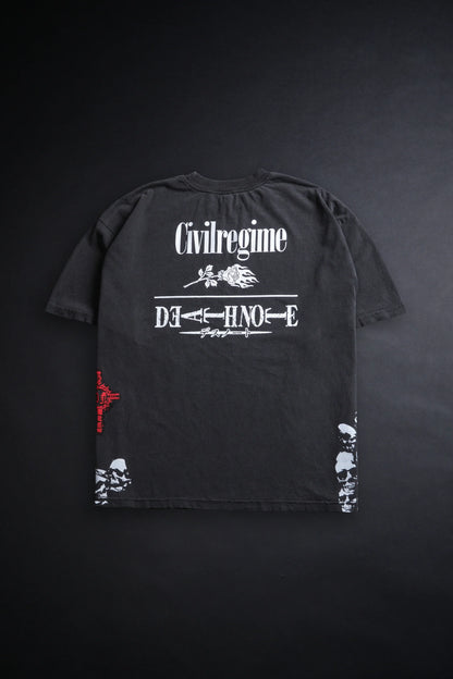 Death Note Light "Side By Side" 199X Oversized Tee in Vintage Ashes