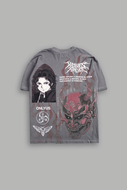 Demon Slayer Demon Within "Premium" Oversized Tee in Dove Gray