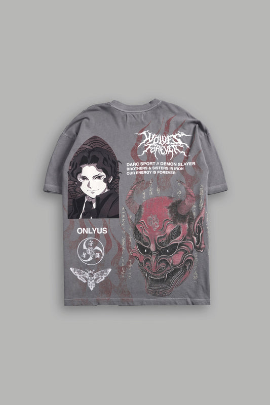 Demon Slayer Demon Within "Premium" Oversized Tee in Dove Gray