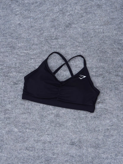 Ruched Strappy Bra - Negro