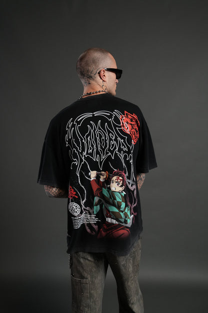 Demon Slayer NFGU Tanjiro "Premium" Oversized Tee in Black