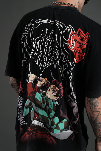 Demon Slayer NFGU Tanjiro "Premium" Oversized Tee in Black
