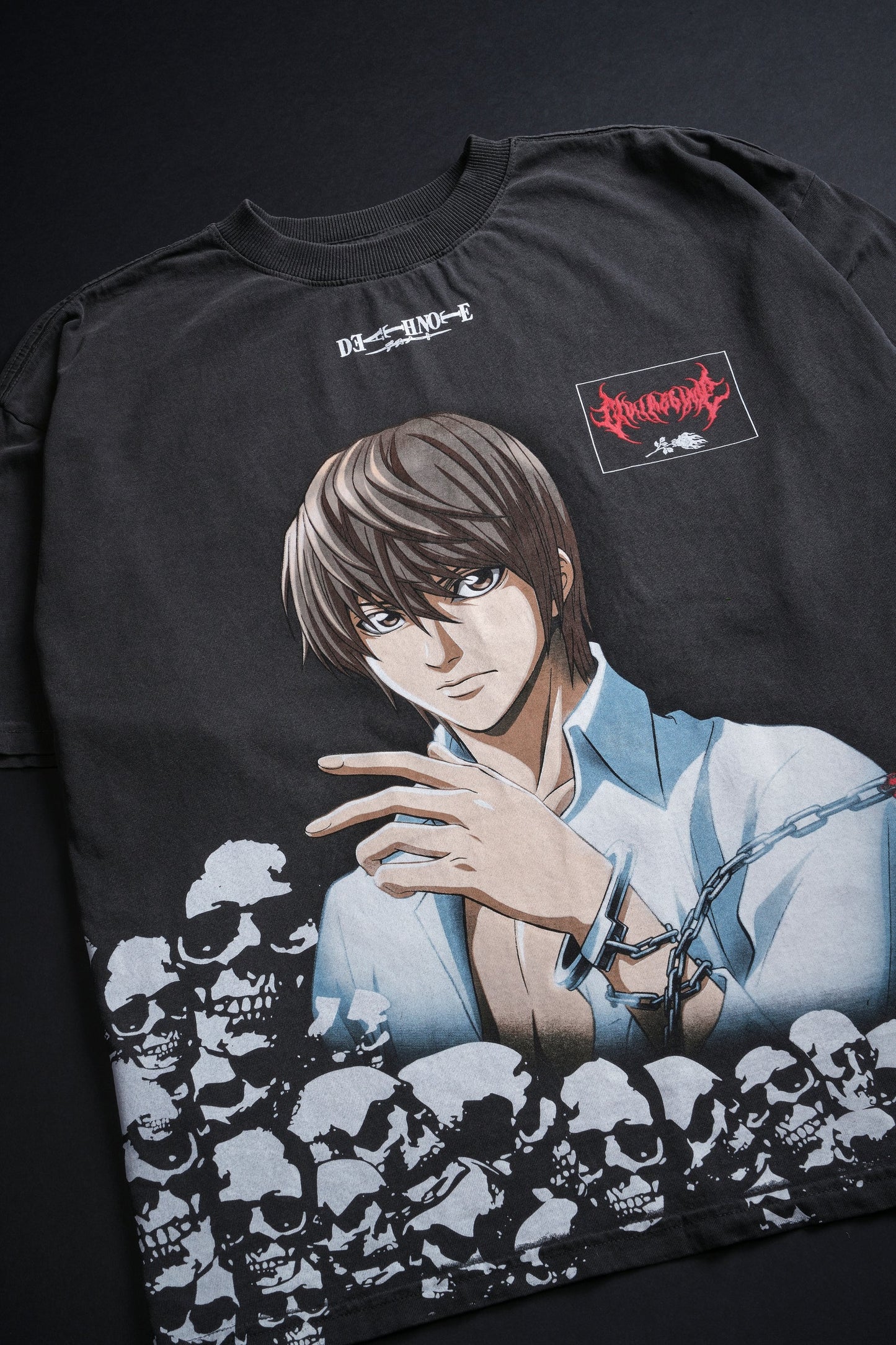 Death Note Light "Side By Side" 199X Oversized Tee in Vintage Ashes