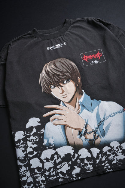 Death Note Light "Side By Side" 199X Oversized Tee in Vintage Ashes