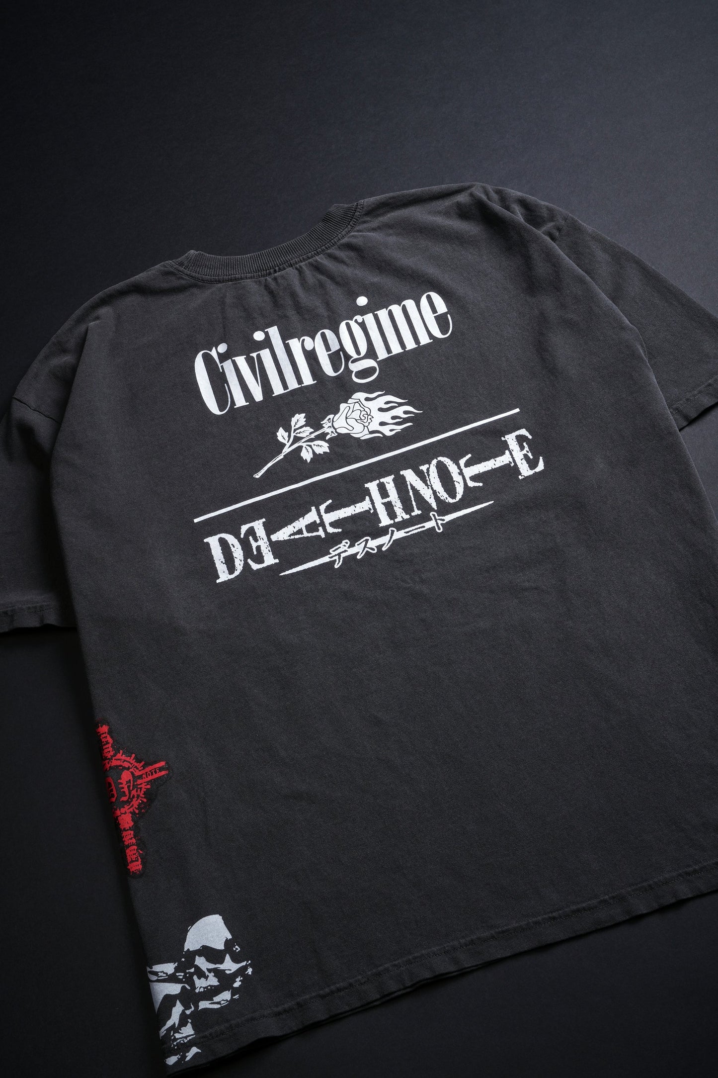 Death Note Light "Side By Side" 199X Oversized Tee in Vintage Ashes