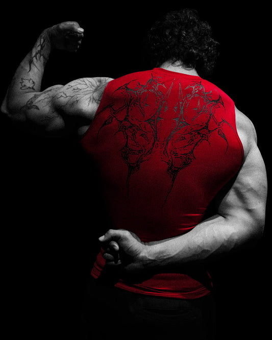 Void Tech™ Cyber Skeleton Cut-off Delt Compression [CRIMSON RED]