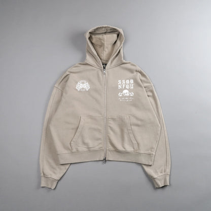 Brothers And Sisters Forever Darco Double Zip Hoodie in Taupe