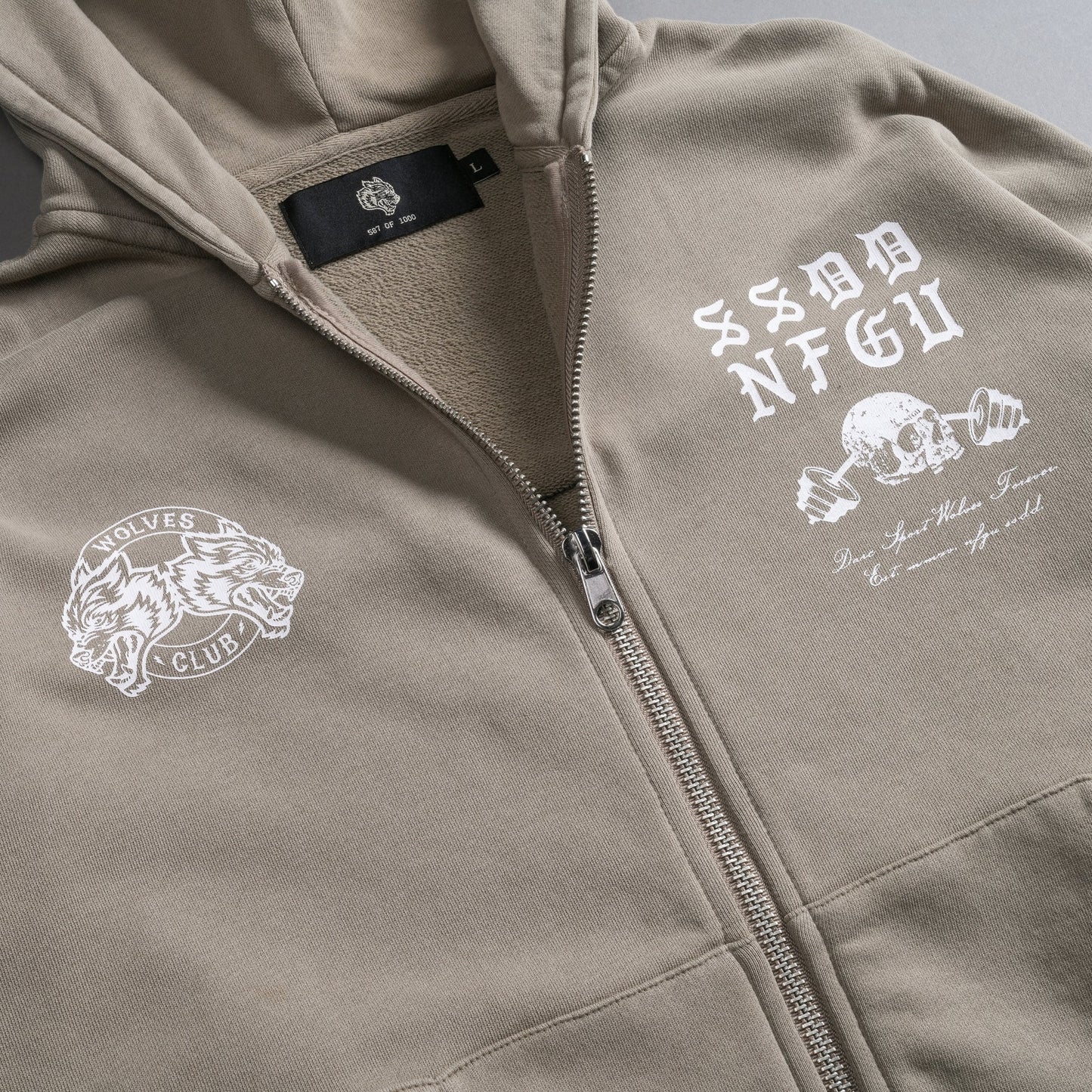Brothers And Sisters Forever Darco Double Zip Hoodie in Taupe
