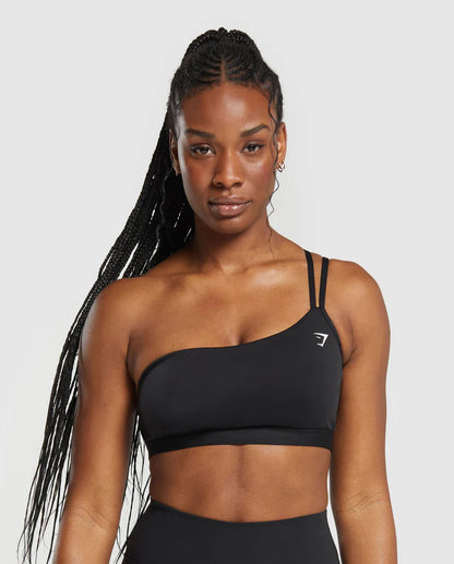 One Shoulder Sports Bra (Negro)