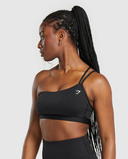 One Shoulder Sports Bra (Negro)
