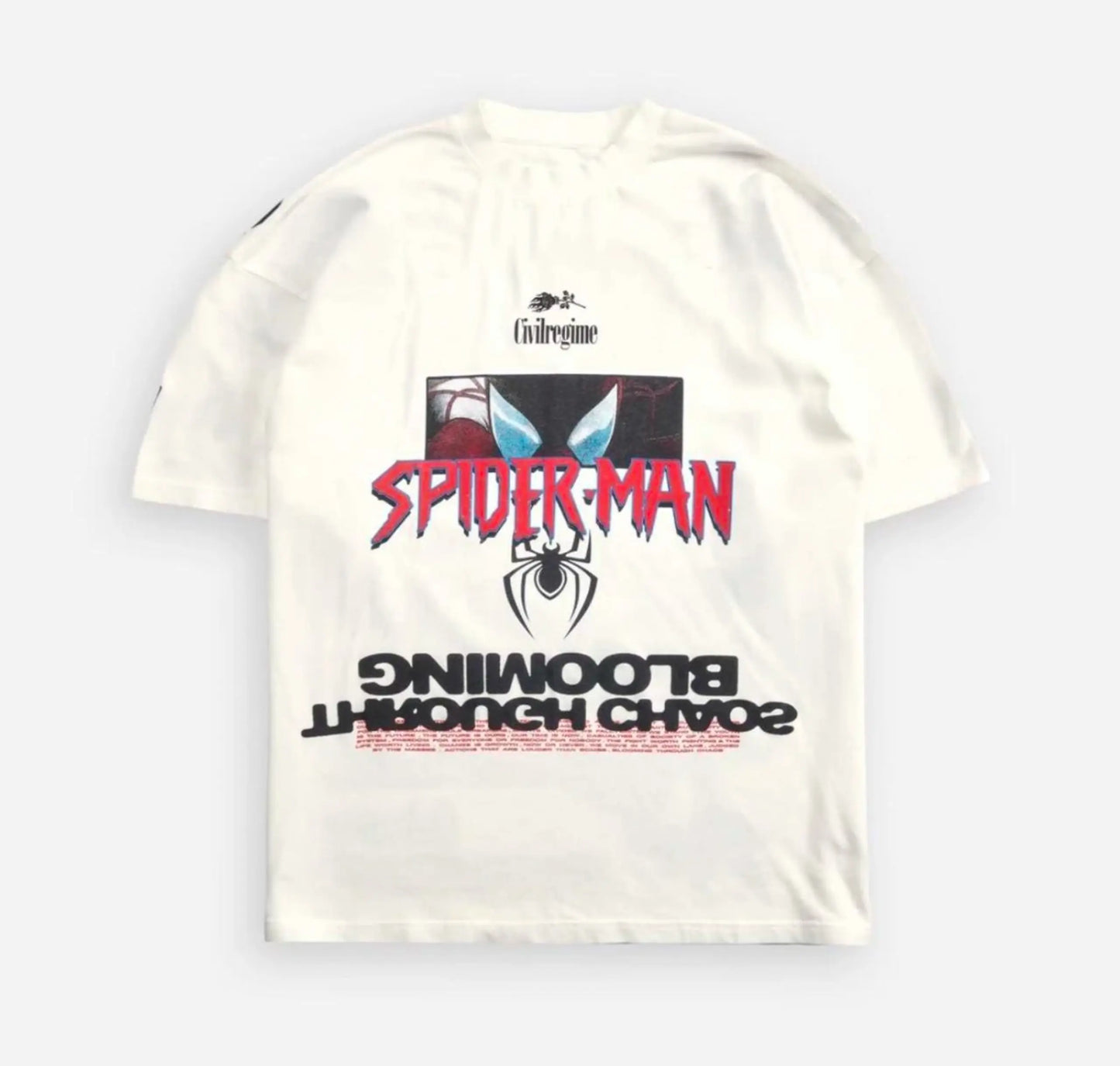 Spiderman Miles Morales Swinging Through Chaos Oversized Tee