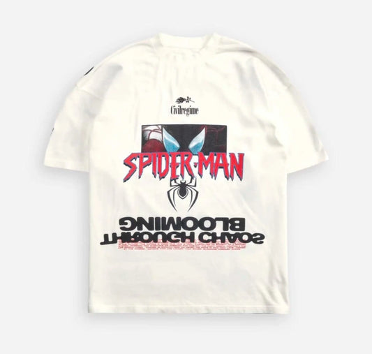 Spiderman Miles Morales Swinging Through Chaos Oversized Tee